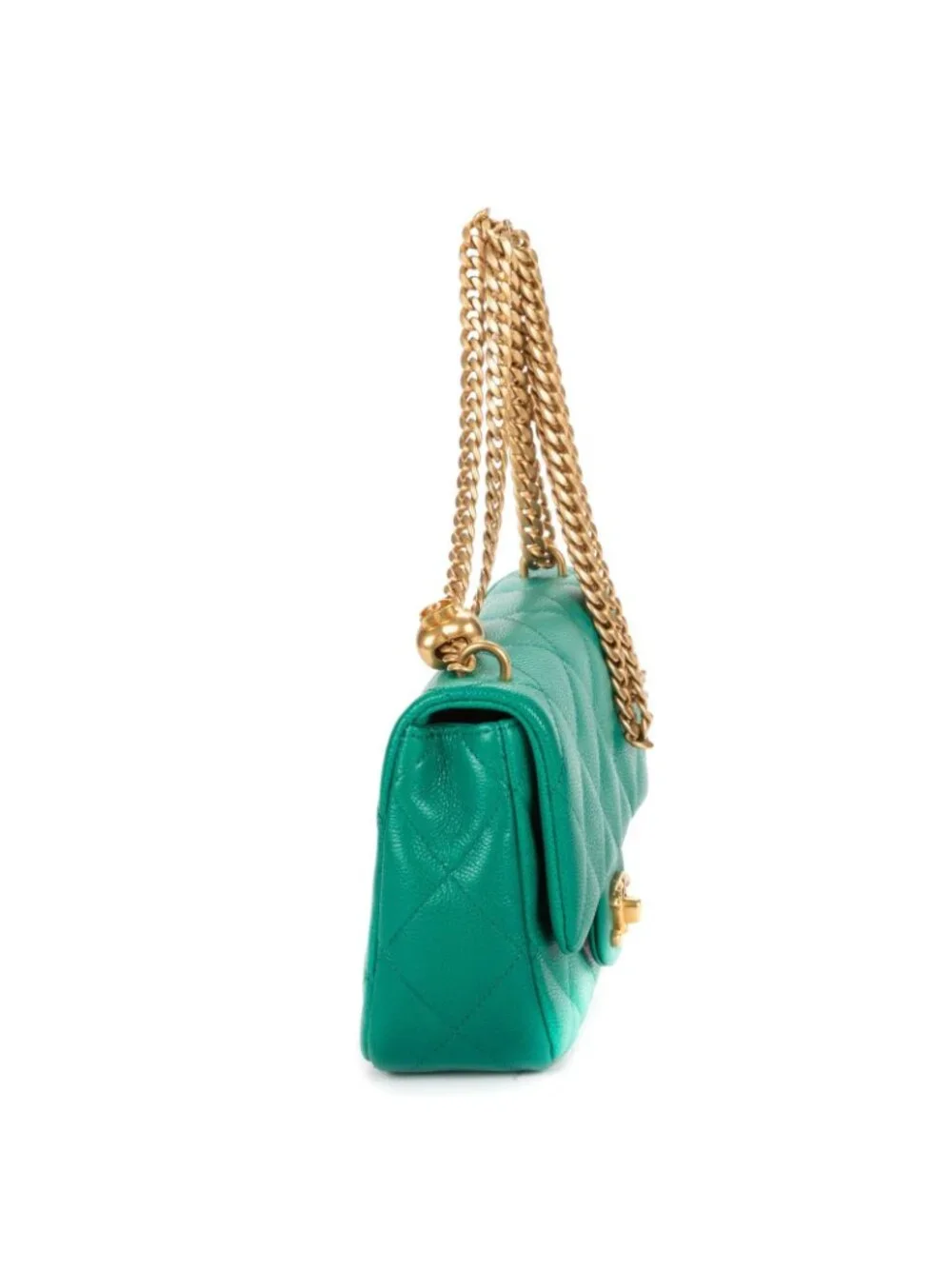 Chanel Mini Sweetheart Crush Flap Bag Green Quilted Caviar Leather